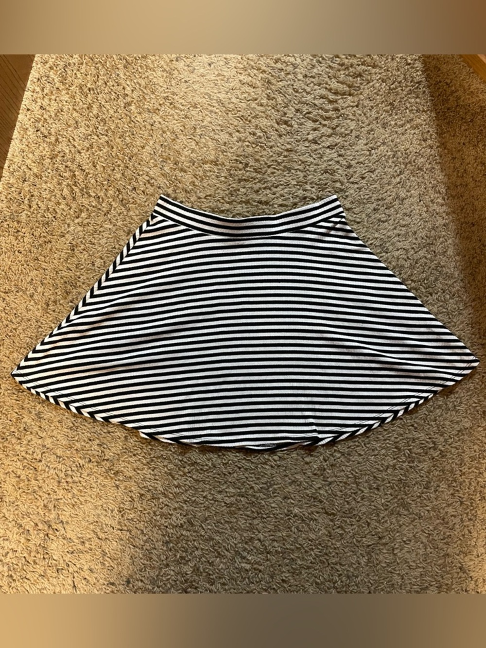 love, Fire Black and White Striped Mini Skirt